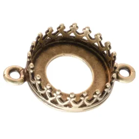 2-Loop Crown Bezel Setting, 10mm I.D., Antiqued Brass Plated (1 Piece)