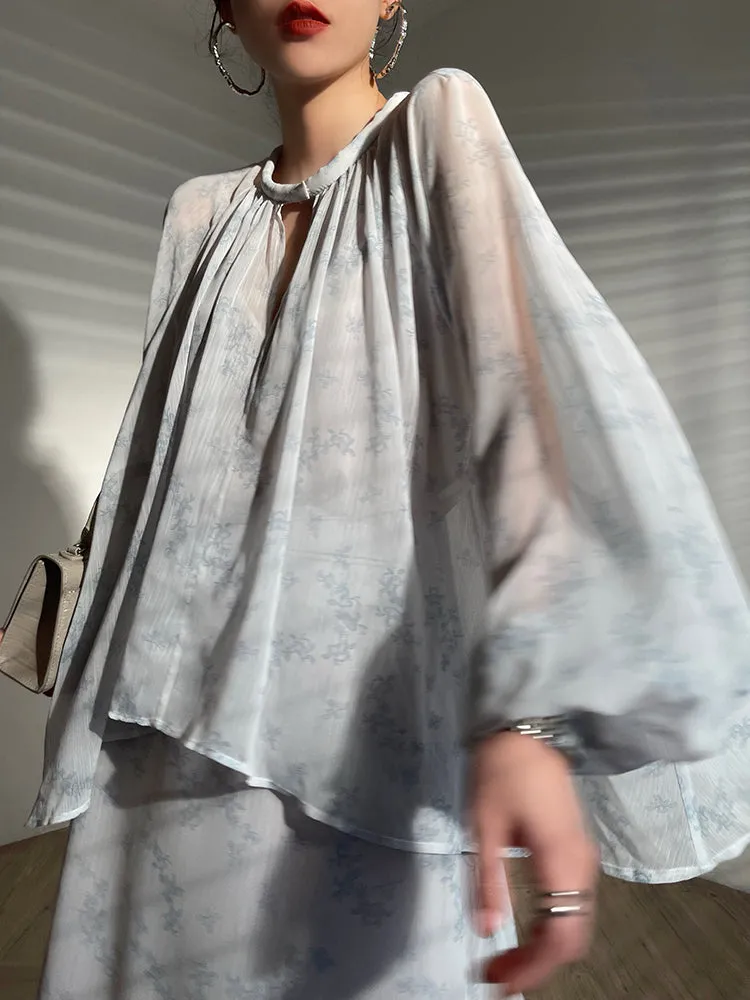 Aconiconi｜Light Cloud Creamy Gentle French 2 Piece Tops and Skirts suit - Cloud