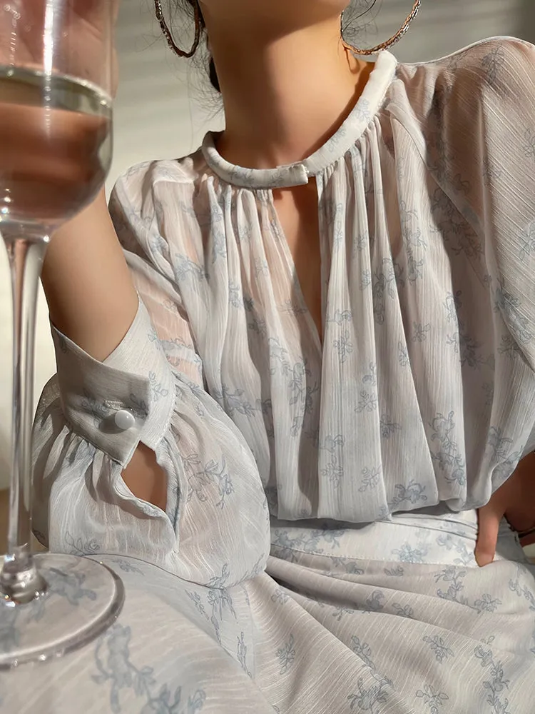 Aconiconi｜Light Cloud Creamy Gentle French 2 Piece Tops and Skirts suit - Cloud
