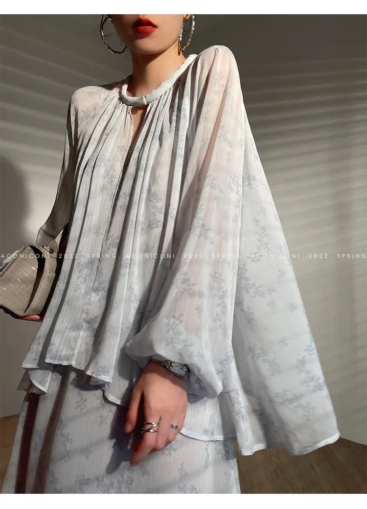 Aconiconi｜Light Cloud Creamy Gentle French 2 Piece Tops and Skirts suit - Cloud