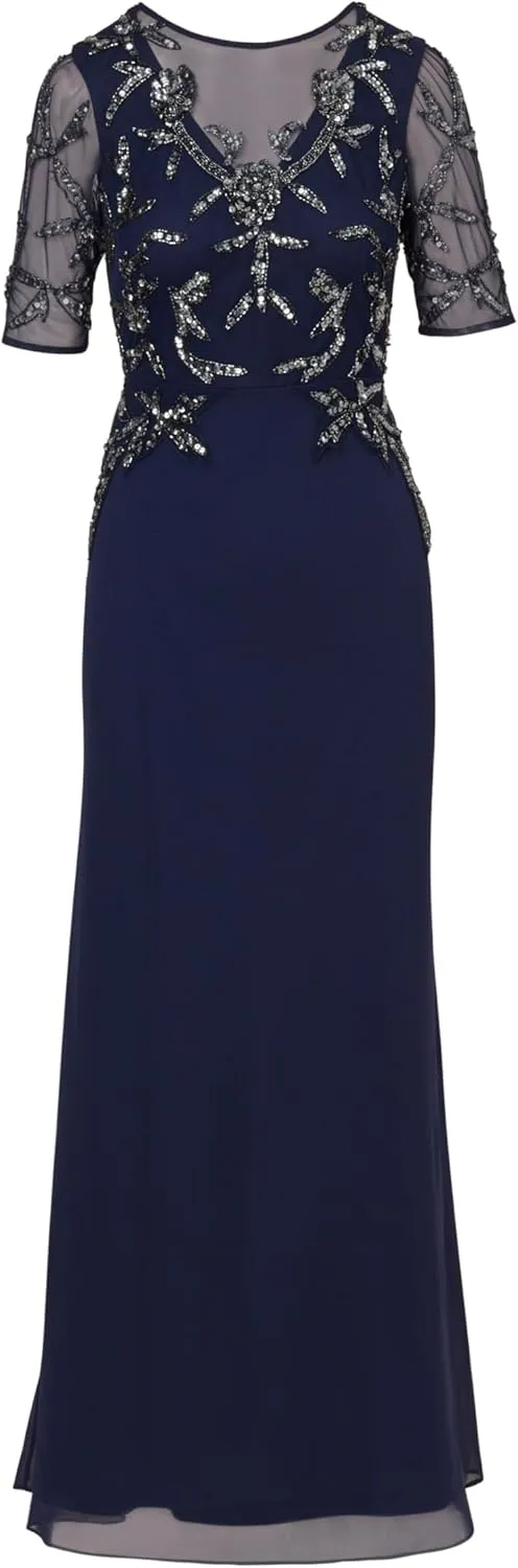 Adrianna Papell Women's Beaded Chiffon Long Dress