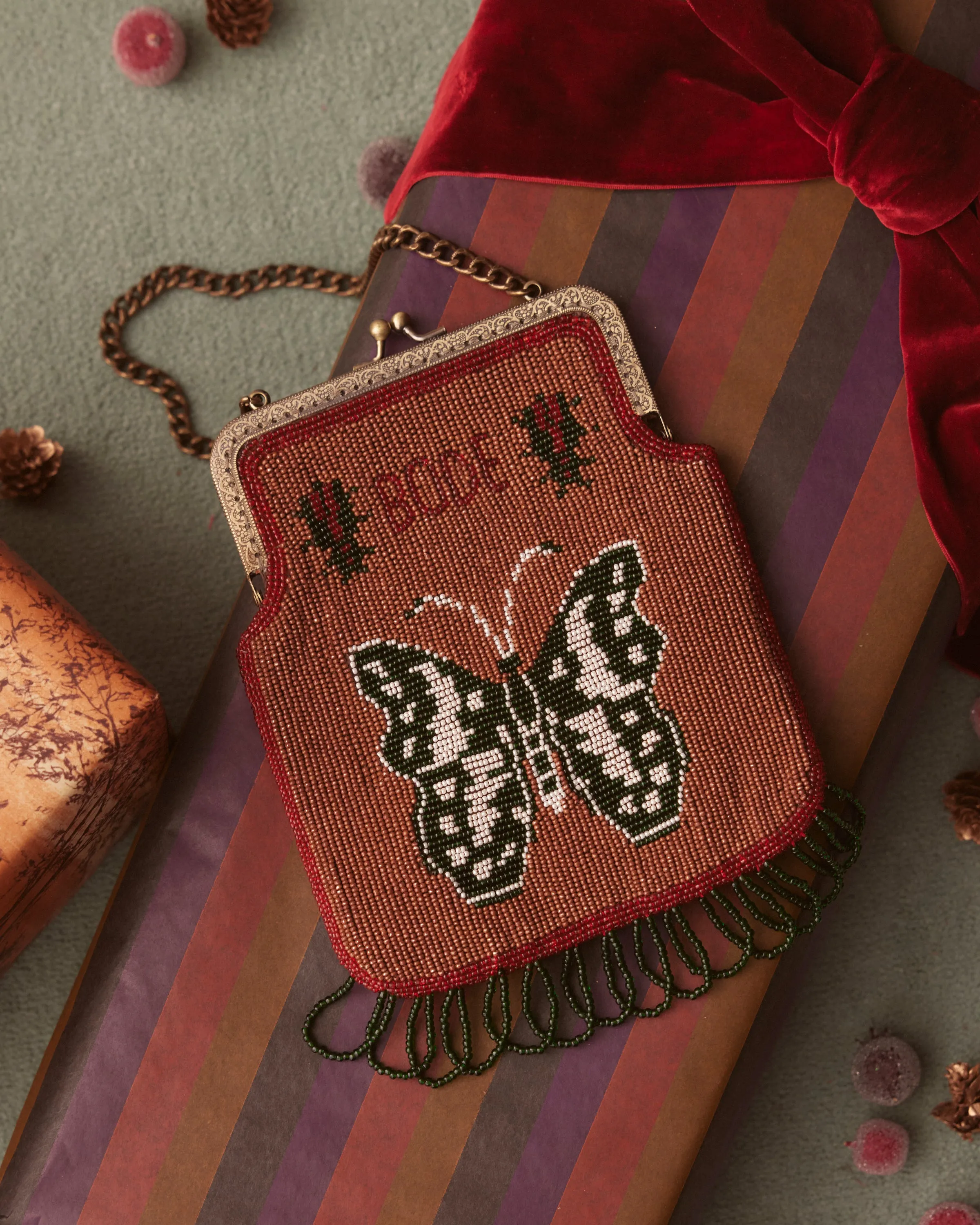 Athalia Beaded Bag - Brown/Multi