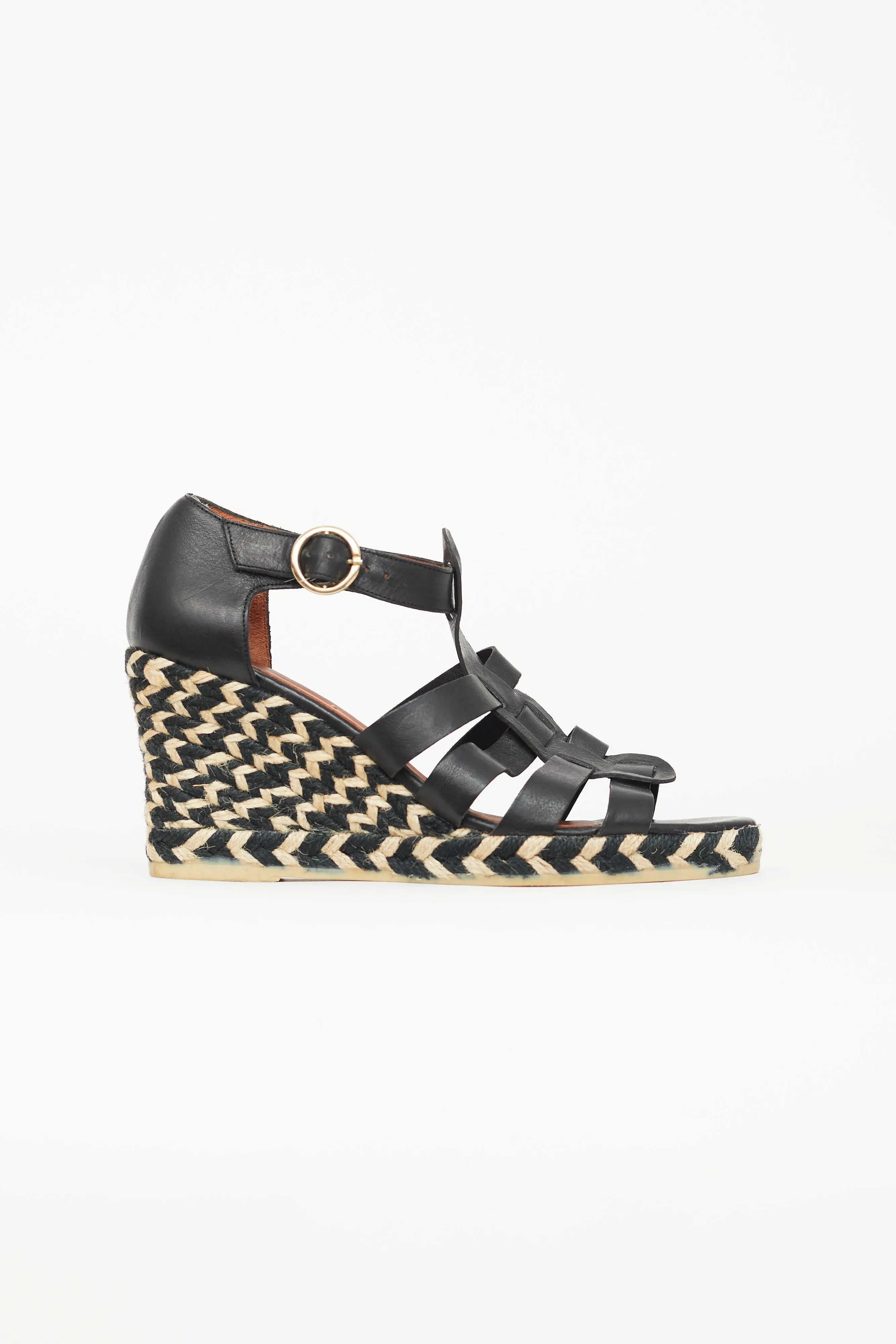 Black Strappy Espadrilles Wedge