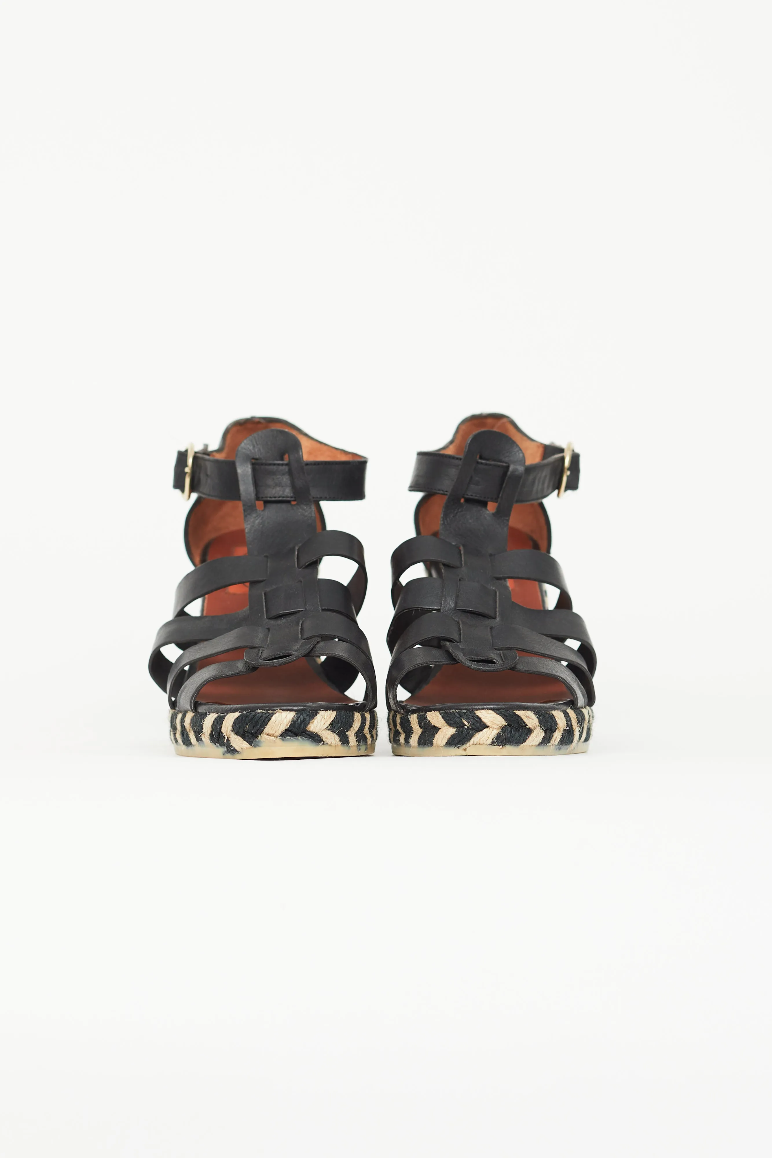 Black Strappy Espadrilles Wedge