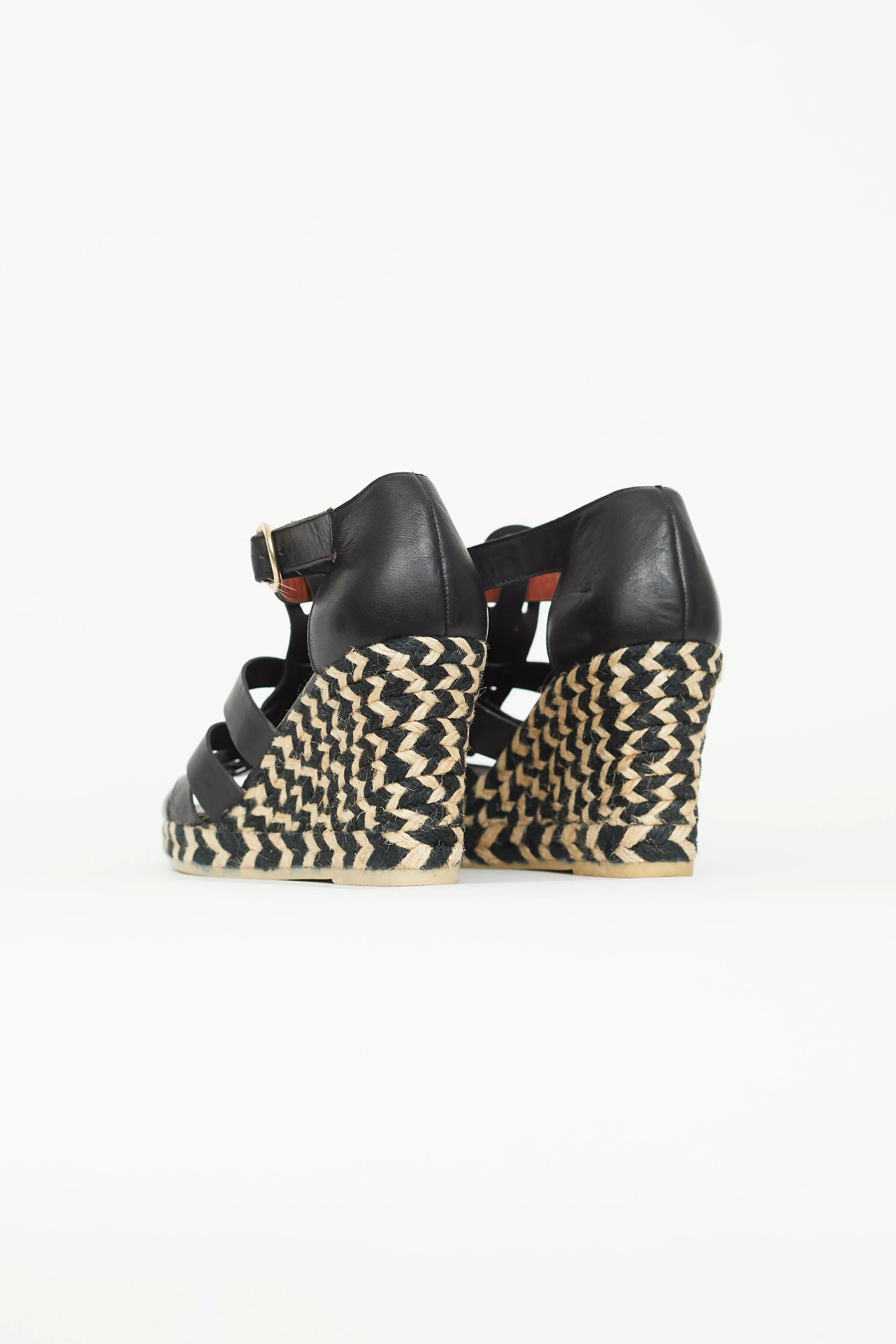 Black Strappy Espadrilles Wedge