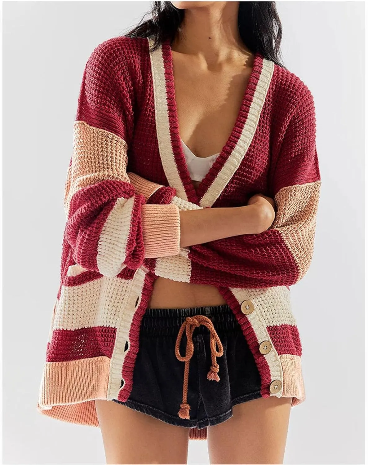 Cardigan Sweaters for Women Lightweight Button Down Cardigan Sweaters Long Sleeve V Neck Knit Tops with Pockets