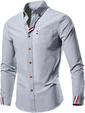 Casual Cotton Soft Thin Mens Shirts Slim Fit Business Long Sleeve Shirt Male Lapels Outwear Streetwear