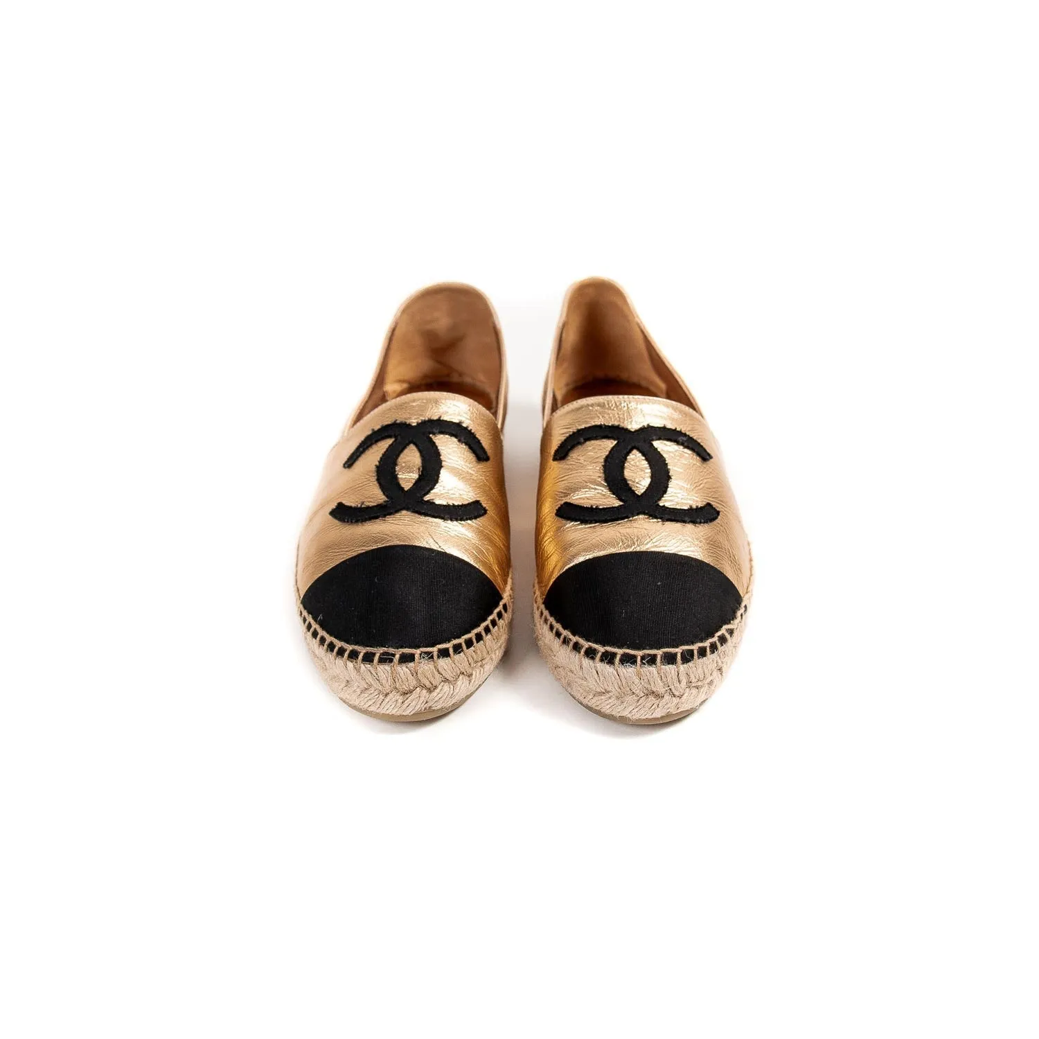 Chanel CC Leather Espadrilles Flat
