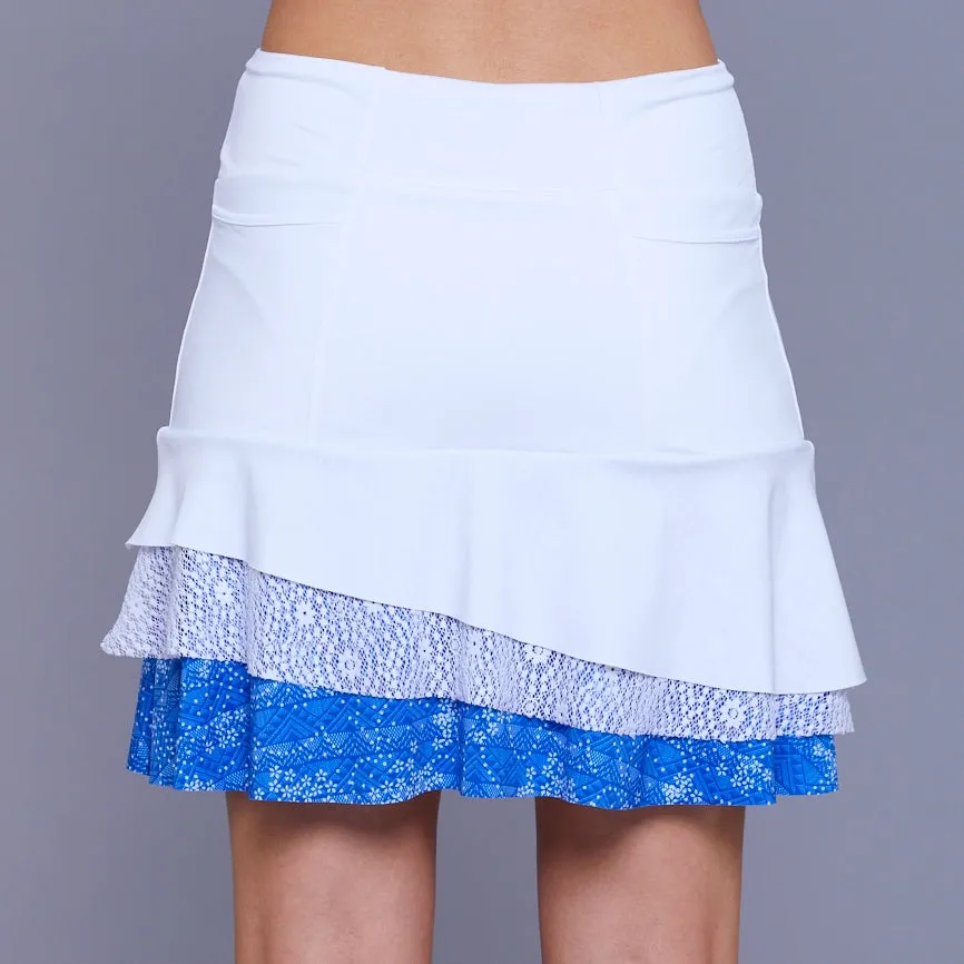 Floral Knit Asymetric Long Skort (white/print)