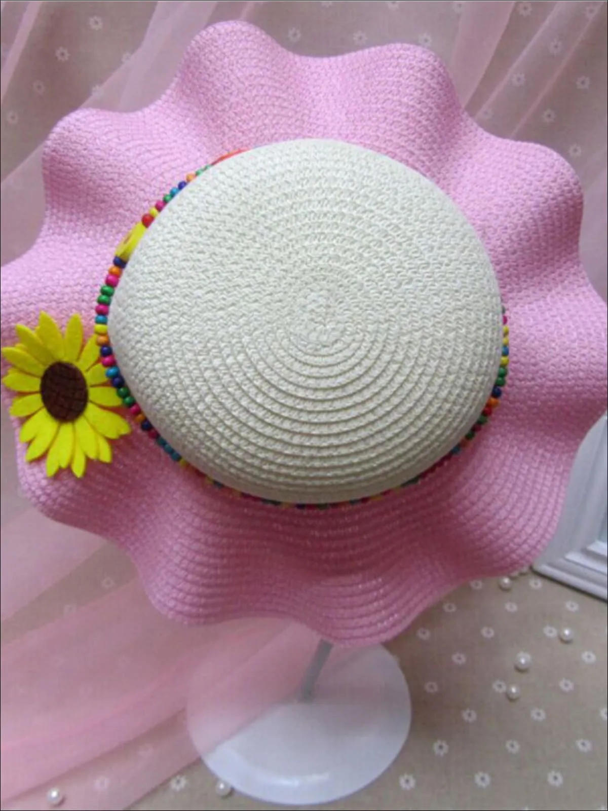 Girls Colorful Sunflower Straw Hat