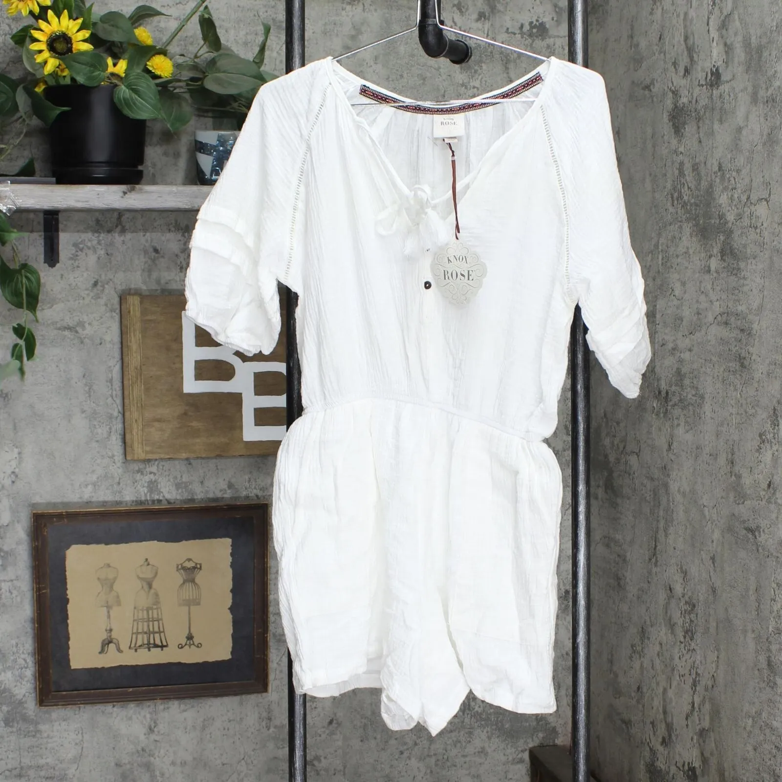 Knox Rose Women's Short Sleeve Gauze Romper
