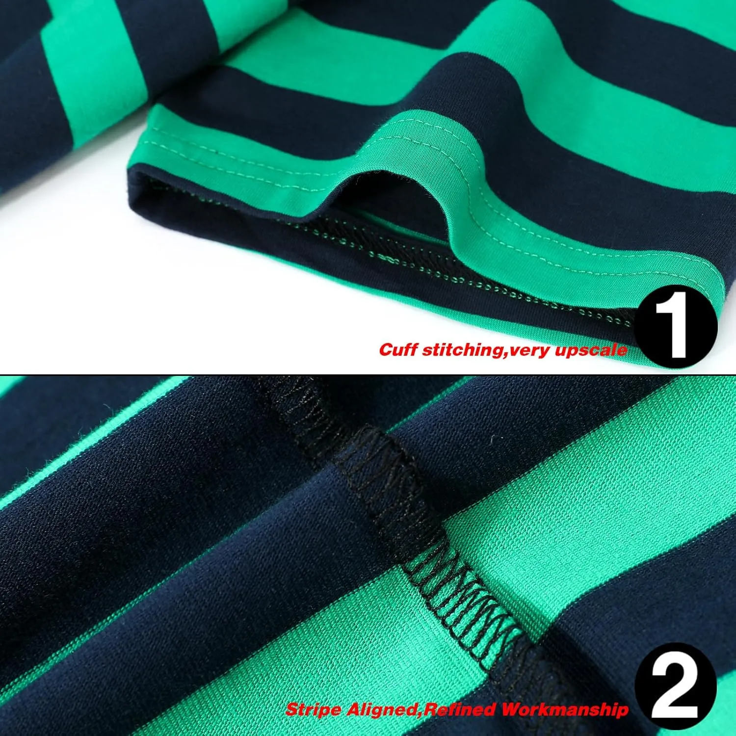 LEDING Mens Shirts Striped Cotton Spandex Crewneck Long Sleeve Black White Soft Elastic Cotton Basic Stripe tee Shirt