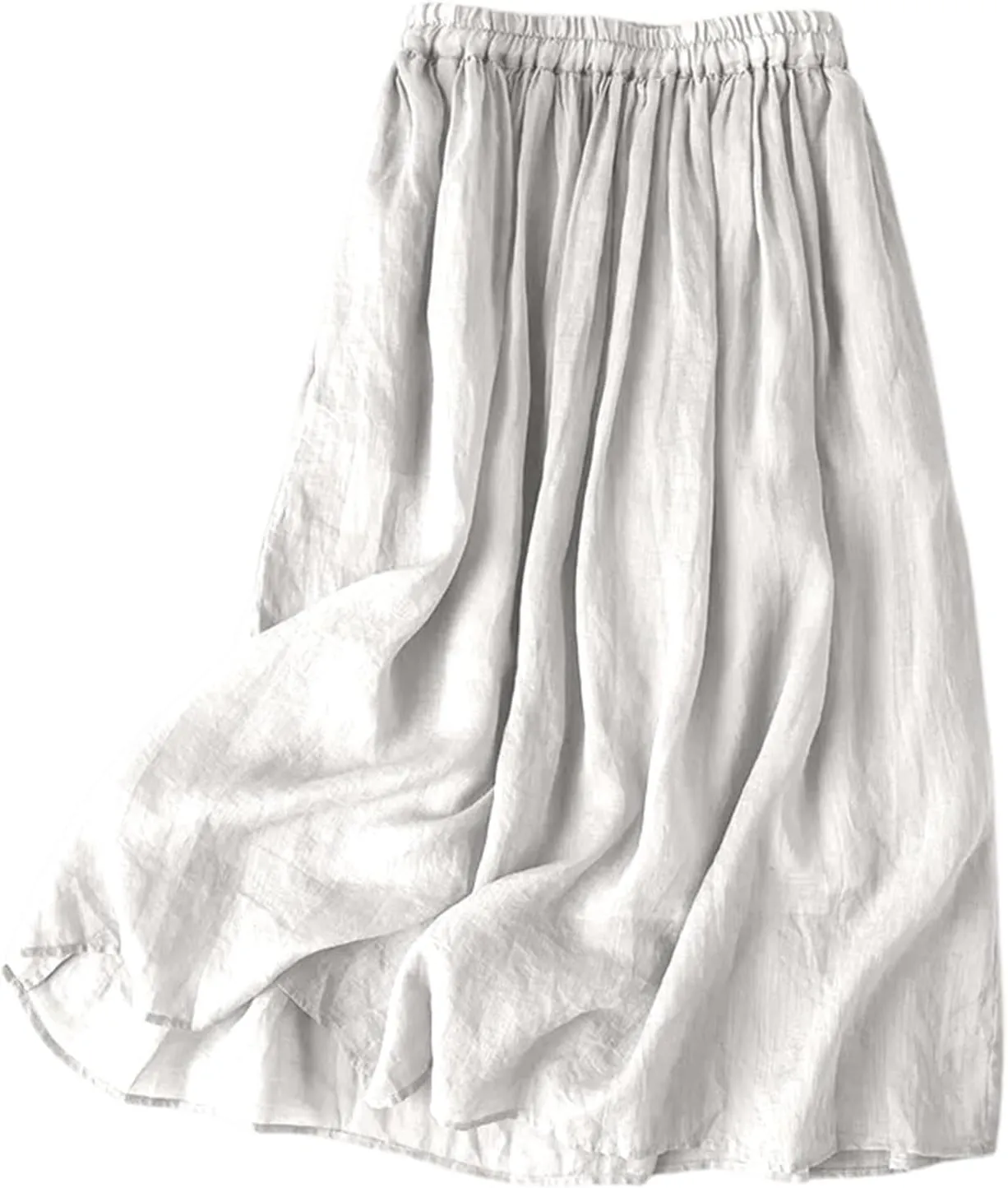 Linen Maxi Skirt for Women Flowy Elastic Waist Boho Long A-Line Skirts Peasant Summer Vacation Skirt 2025 Trendy