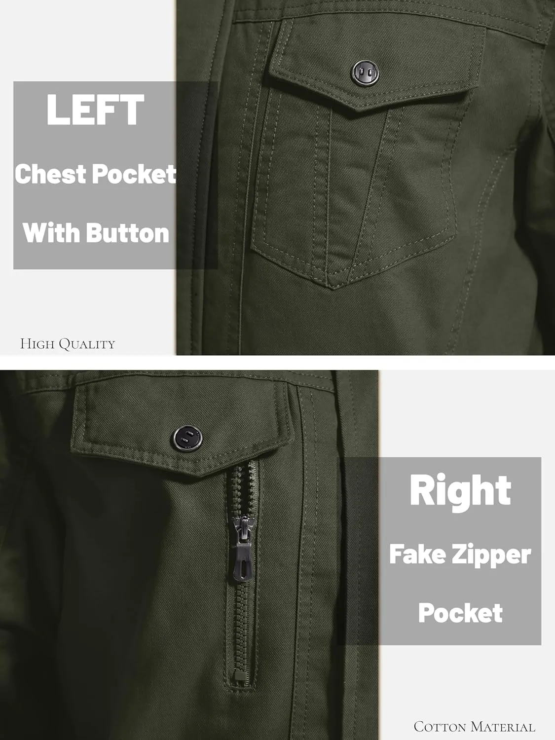 MAGCOMSEN Mens Winter Jacket Fleece Lined Work Jackets Waxed Canvas Shirt Jackets Warm Sherpa Trucker Military Jacket