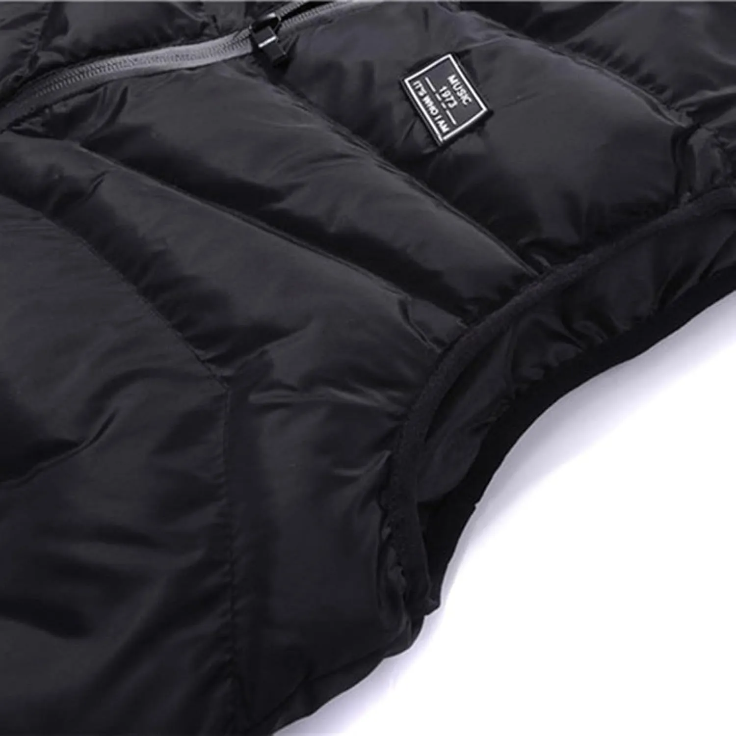 Men Puffer Vest Autumn and Winter Fashion Casual Solid Color Zipper Collar Sleeveless Cotton Padded Vest Jacket Pockets