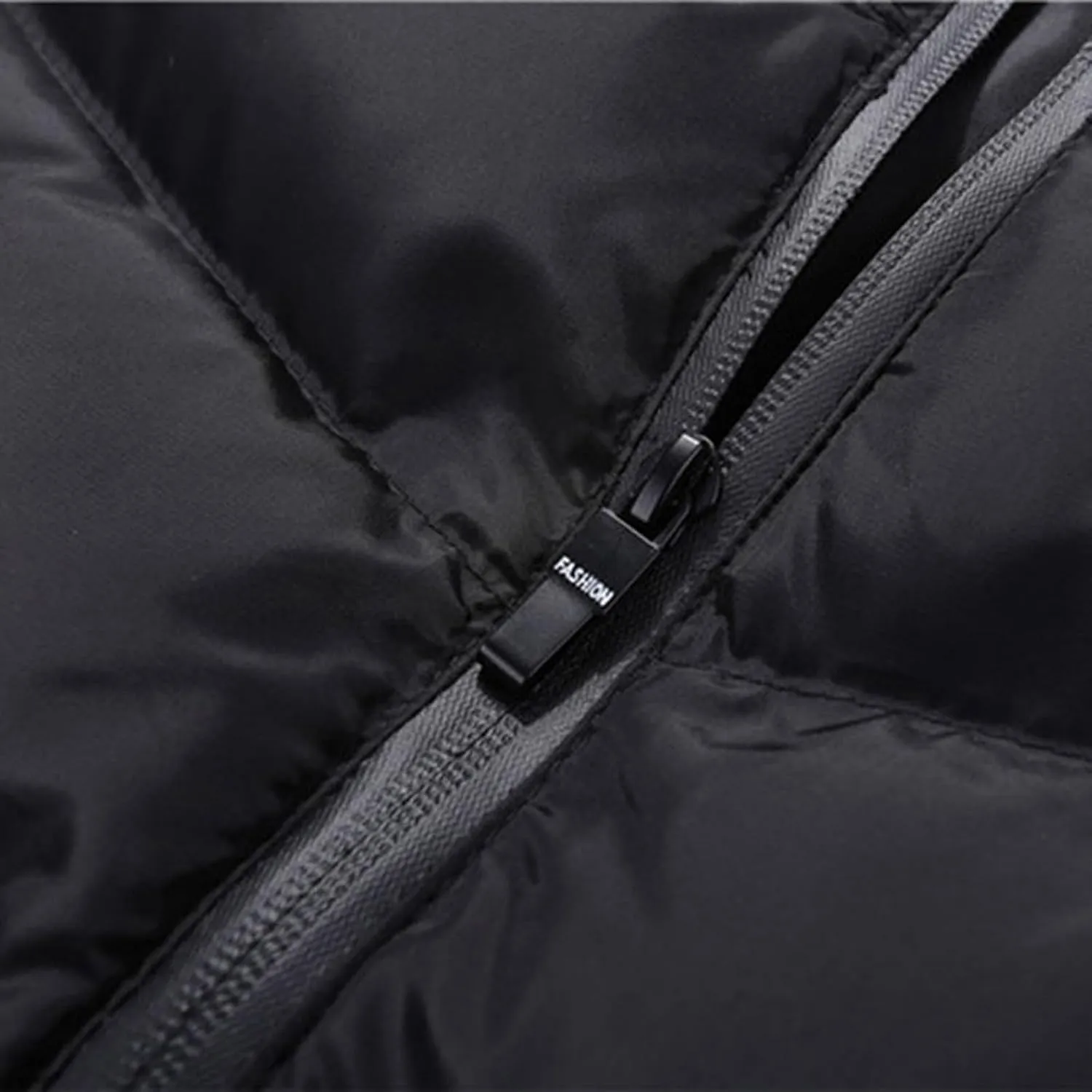 Men Puffer Vest Autumn and Winter Fashion Casual Solid Color Zipper Collar Sleeveless Cotton Padded Vest Jacket Pockets