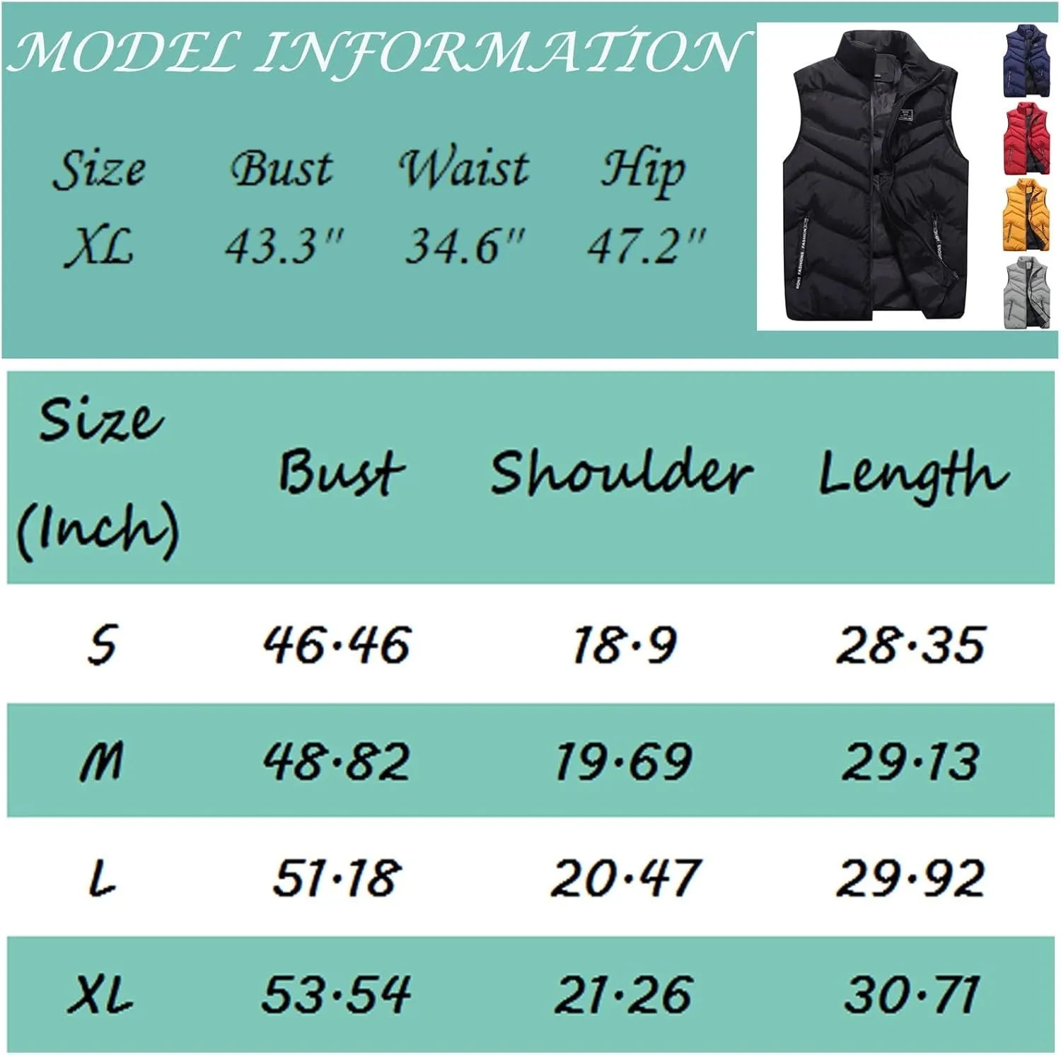 Men Puffer Vest Autumn and Winter Fashion Casual Solid Color Zipper Collar Sleeveless Cotton Padded Vest Jacket Pockets