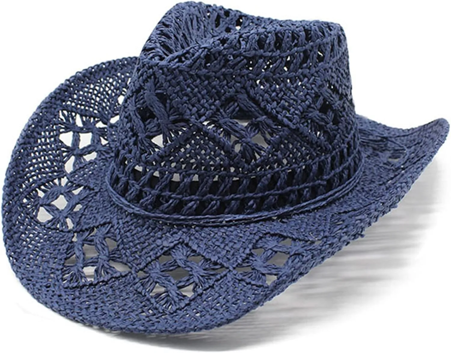Men Women Cowboy Straw Hats Wide Brim Cowgirl Woven Sun Hat Classic Western Cowboy Caps Summer Beach Cap