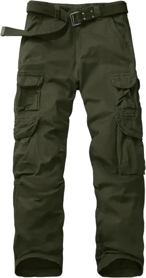 Men's Cargo Pants Cotton Ripstop Hiking Work Pants Comfort Casual Outdoor Pants with Multi Pockets