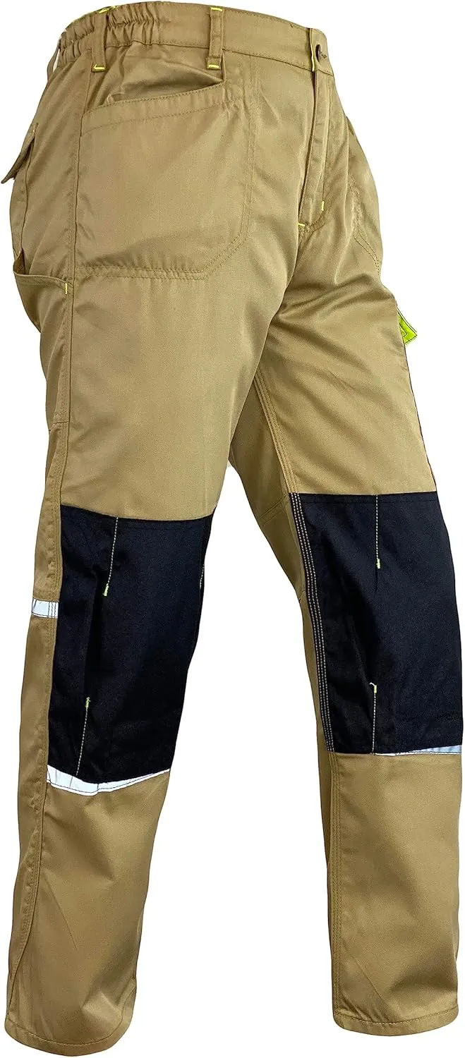 Men's Heavy Duty Tactical Work Pants with Cordura Knee Reinforcement and Multi-Pocket Combat Cargo Utility Work Trousers