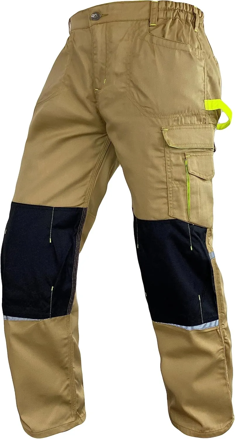 Men's Heavy Duty Tactical Work Pants with Cordura Knee Reinforcement and Multi-Pocket Combat Cargo Utility Work Trousers