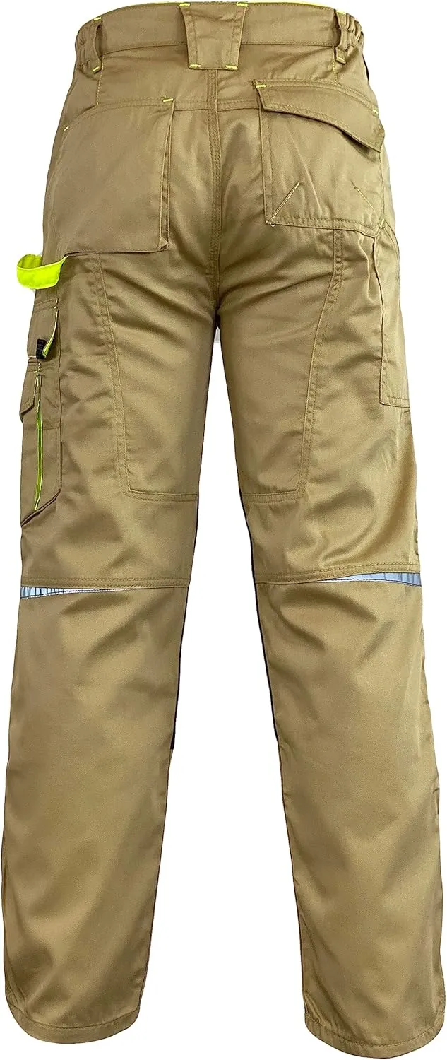 Men's Heavy Duty Tactical Work Pants with Cordura Knee Reinforcement and Multi-Pocket Combat Cargo Utility Work Trousers