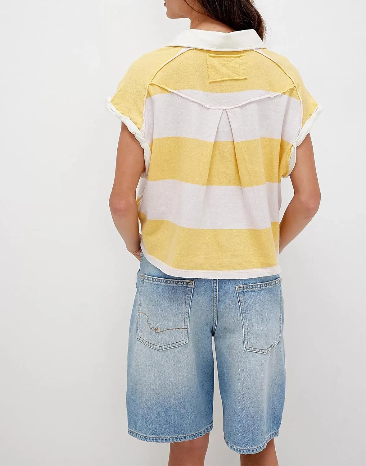 Oversized Tshirts for Women Striped Tee Shirts Y2K Short Sleeve Aesthetic Baggy T-Shirts Summer Tees