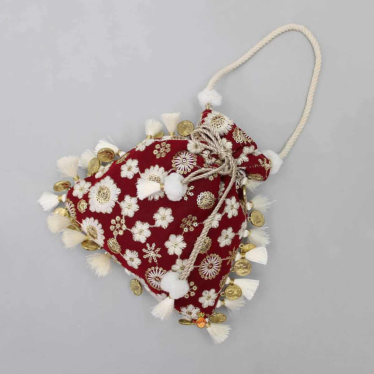 Pre Order: Fabulous Embroidered Red Potli Bag