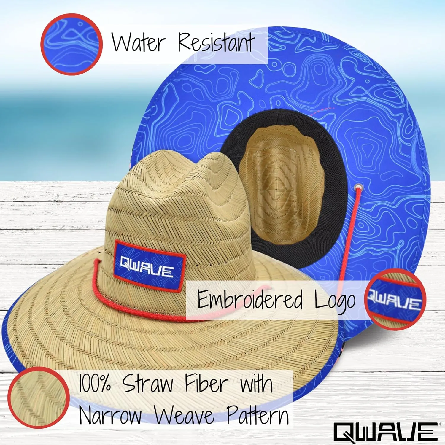 Qwave Straw Hats for Women - Stylish Tropical Print Designs, Beach Gear Sun Hats for Women, Lifeguard Hat with Sun Protection