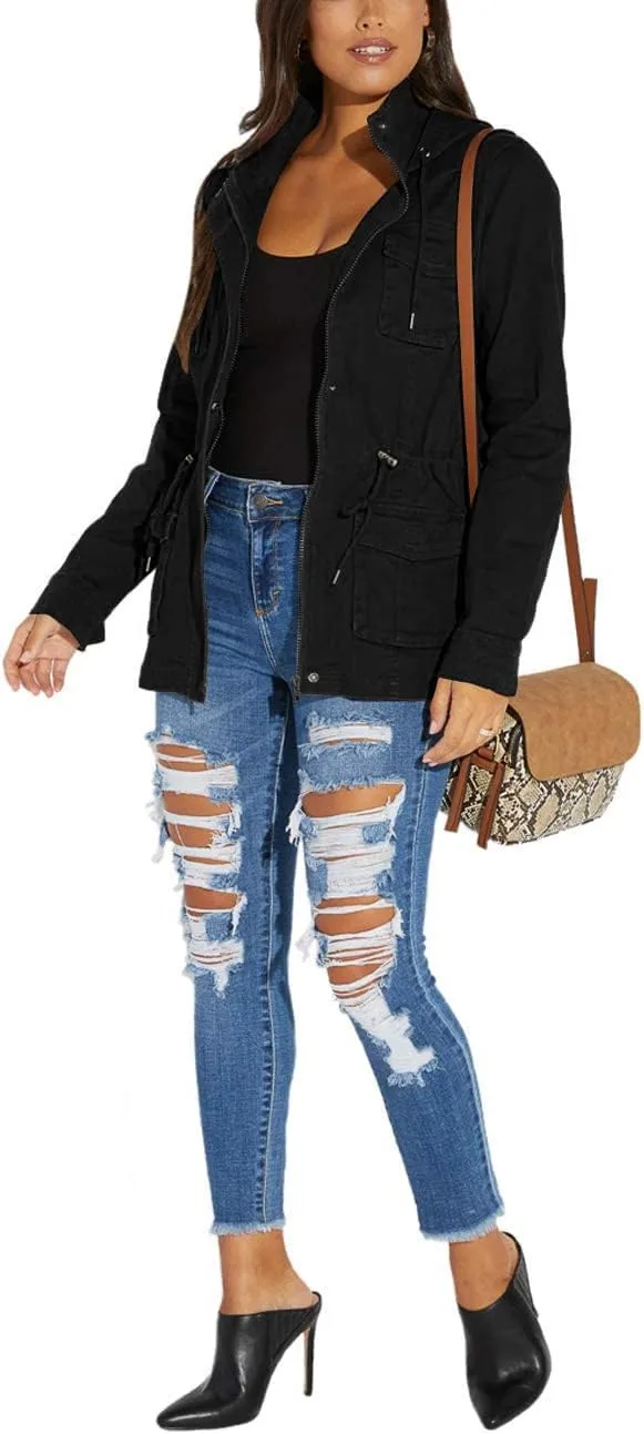 sexycherry Casual Jackets for Women Long Sleeve Lightweight Outwear Bomber Coats with Pockets
