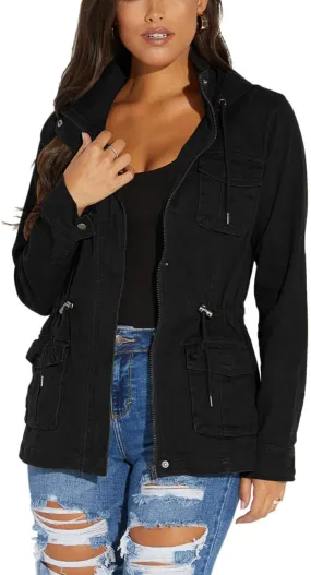 sexycherry Casual Jackets for Women Long Sleeve Lightweight Outwear Bomber Coats with Pockets