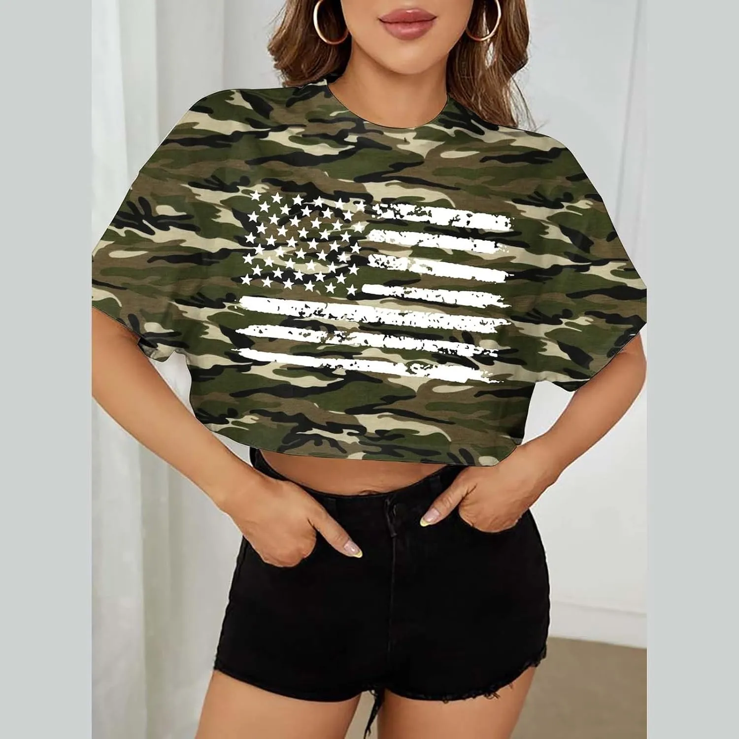 Shirts for Women 4th of July Outfits American Flag Print Womens Tops Comfy Independence Day T Shirts
