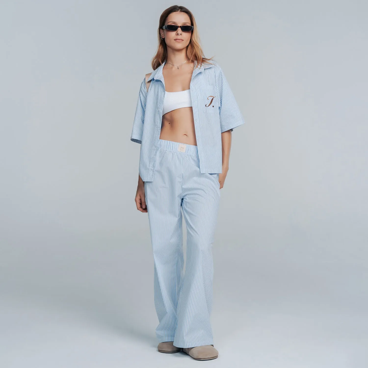 Striped Shirts & Pants Set - Blue