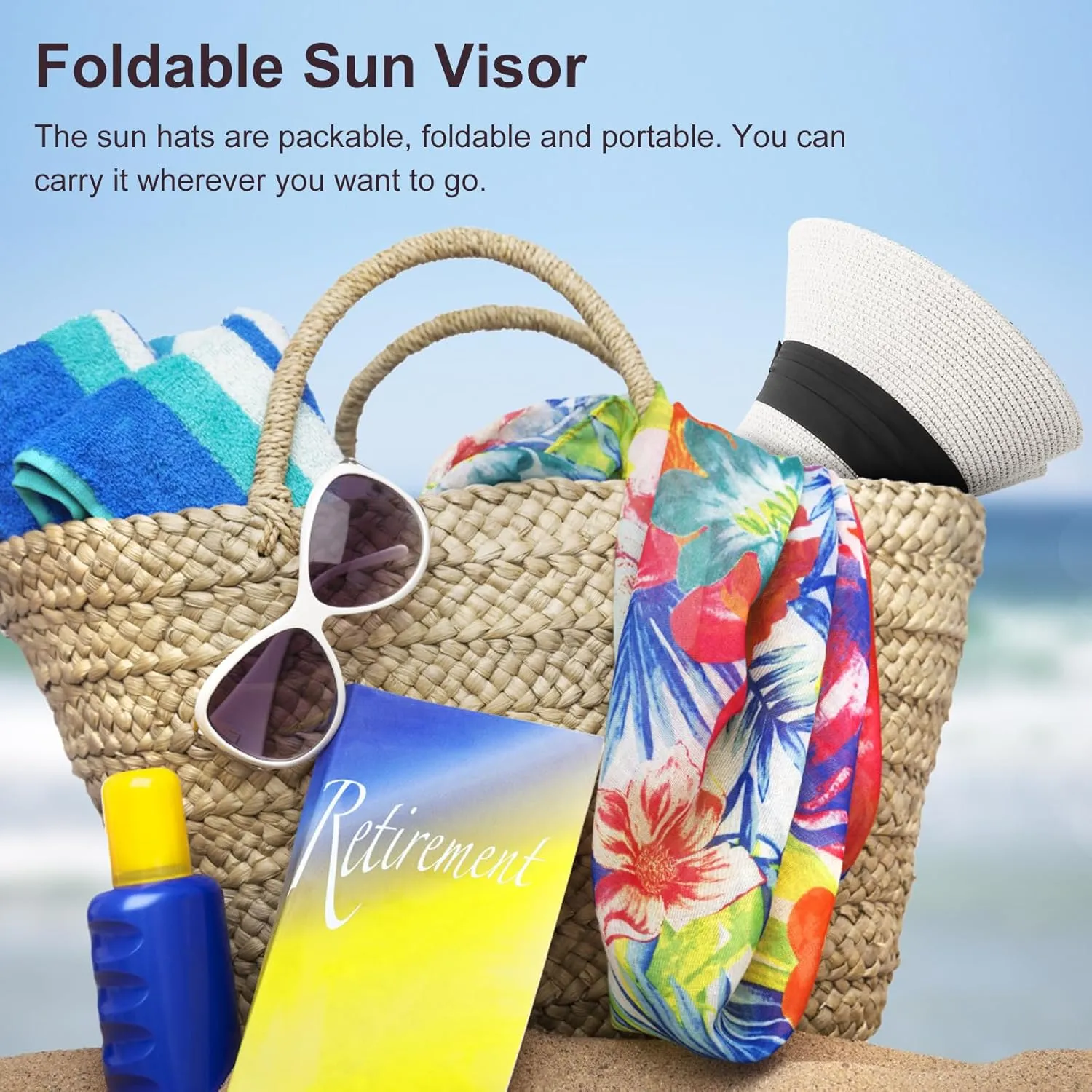 Summer Straw Fedora Hat for Women Men Travel Panama Hat with Wide Brim Roll Up Sun Hat for Beach Outdoor UPF 50 