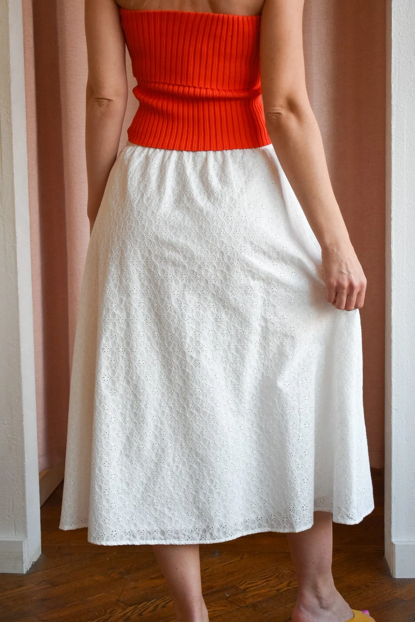 Sundream Eyelet Drawstring Maxi Skirt