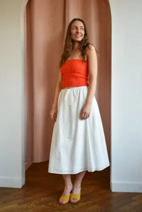 Sundream Eyelet Drawstring Maxi Skirt