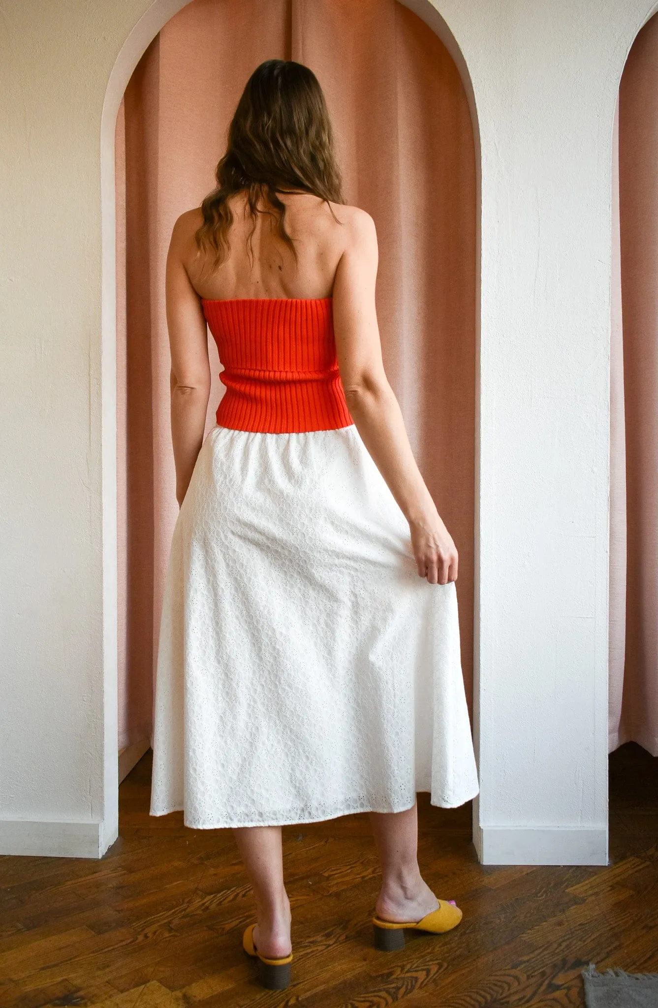 Sundream Eyelet Drawstring Maxi Skirt