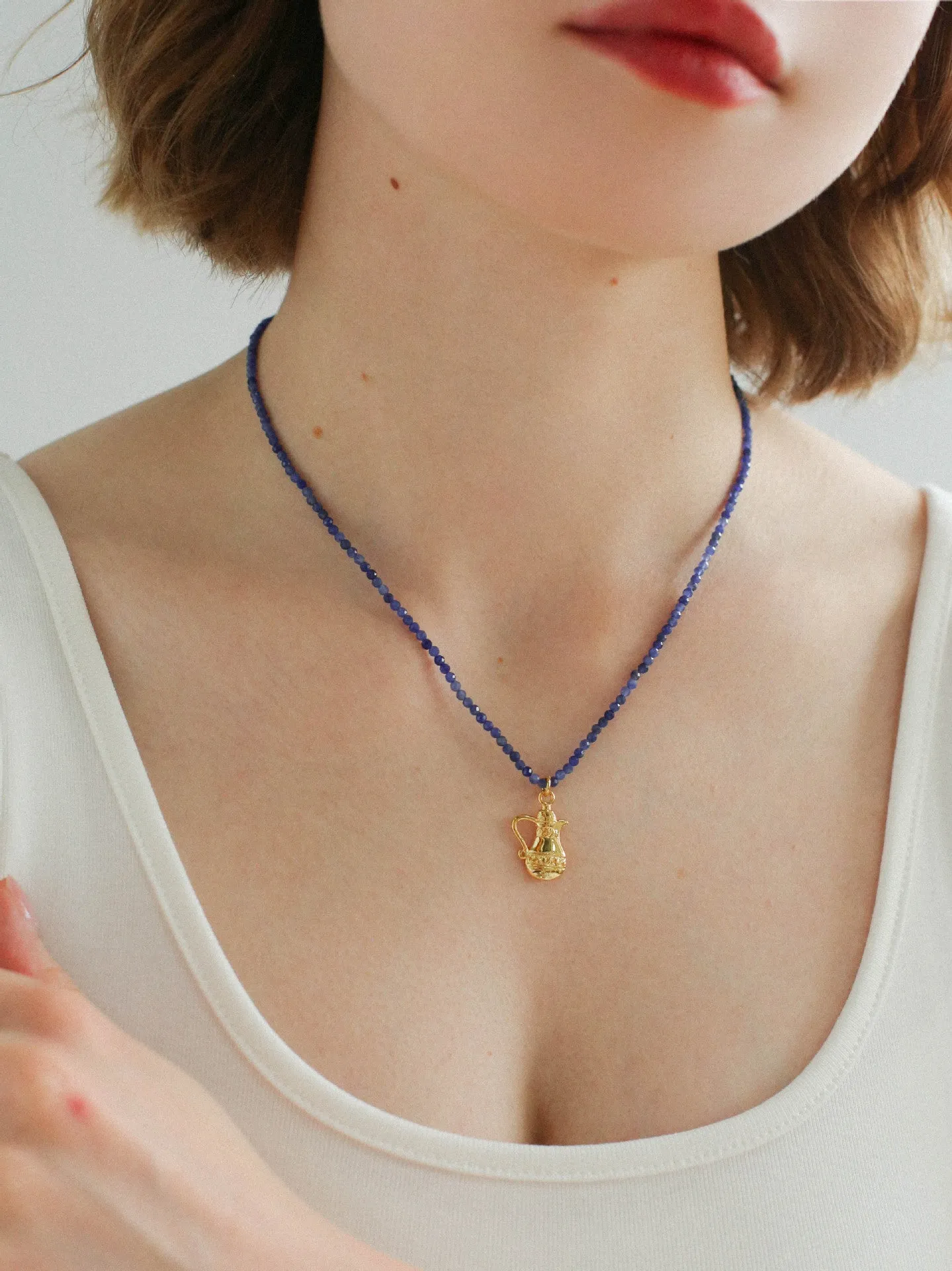 Teapot Pendant Summer Gemstone Beaded Necklace