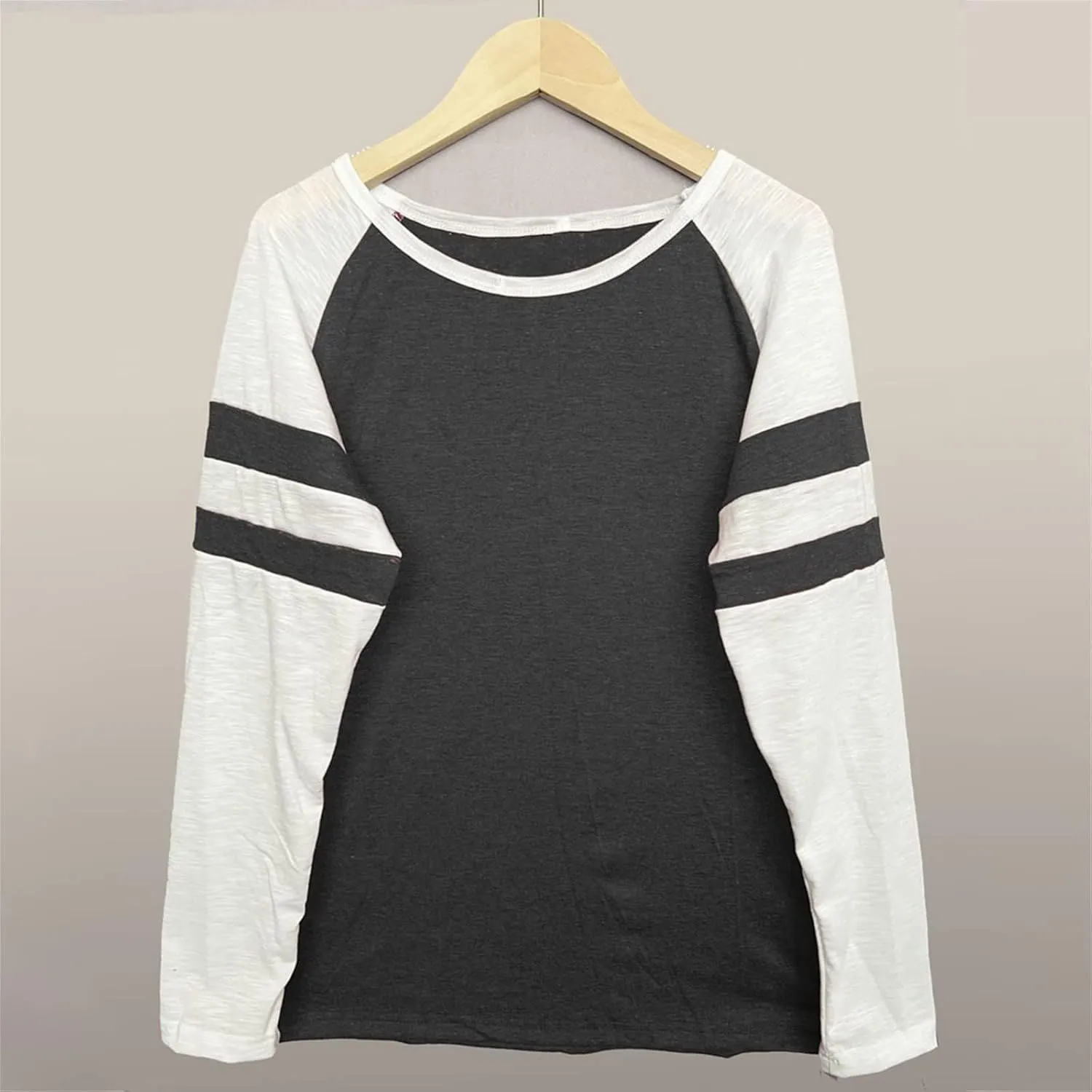 Tops Striped Long Sleeve Shirts for Women Color Block Baseball T-Shirt Crewneck Tops Casual Loose Tees