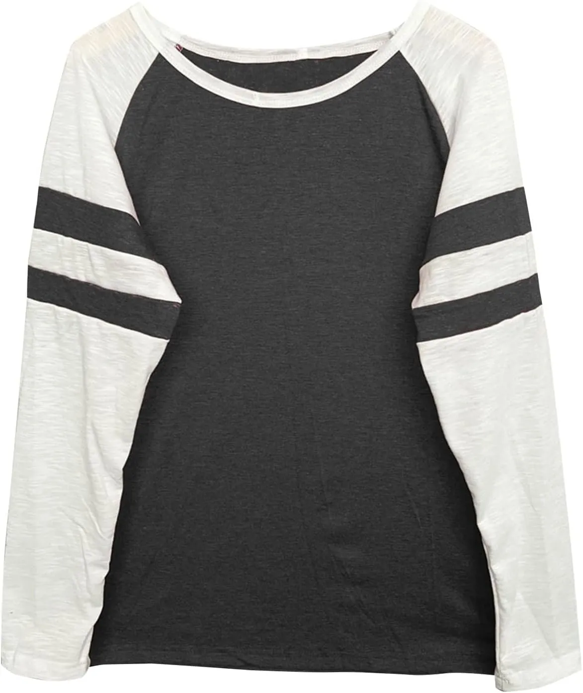 Tops Striped Long Sleeve Shirts for Women Color Block Baseball T-Shirt Crewneck Tops Casual Loose Tees