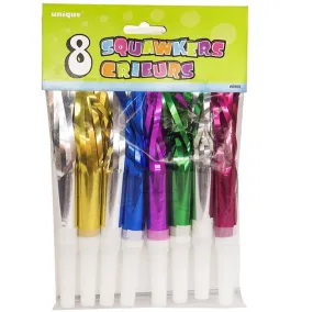 UNIQUE - Fringed Party Squawkers - 8 Pack