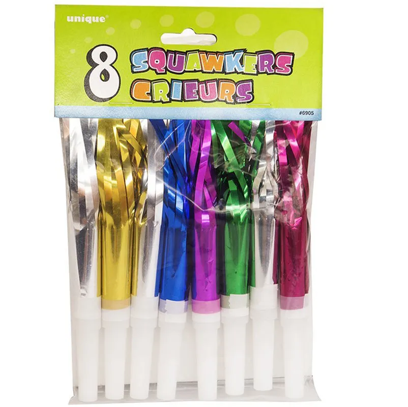 UNIQUE - Fringed Party Squawkers - 8 Pack