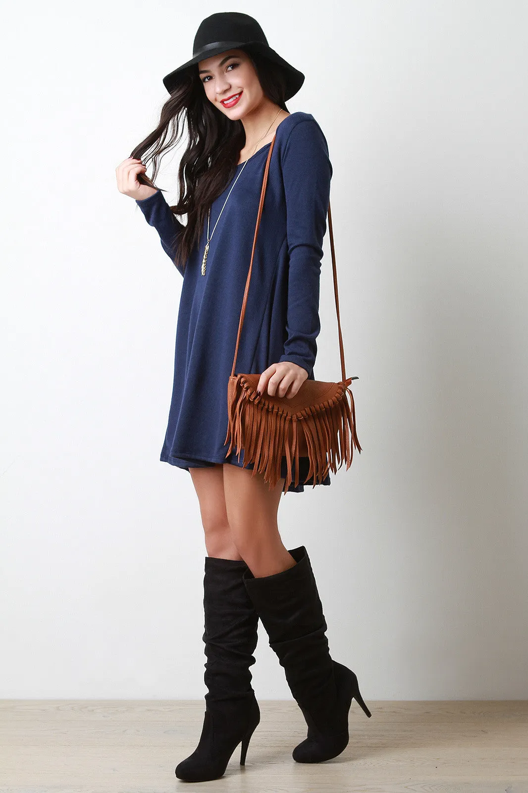 Vegan Leather Fringe Baguette Bag