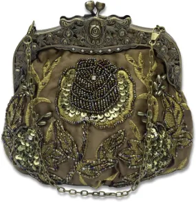 Vintage 1920s Beaded Evening Bag Pearl Clutch Bag for Women Bridal Wedding Purse Sequin Rhinestone Handbag