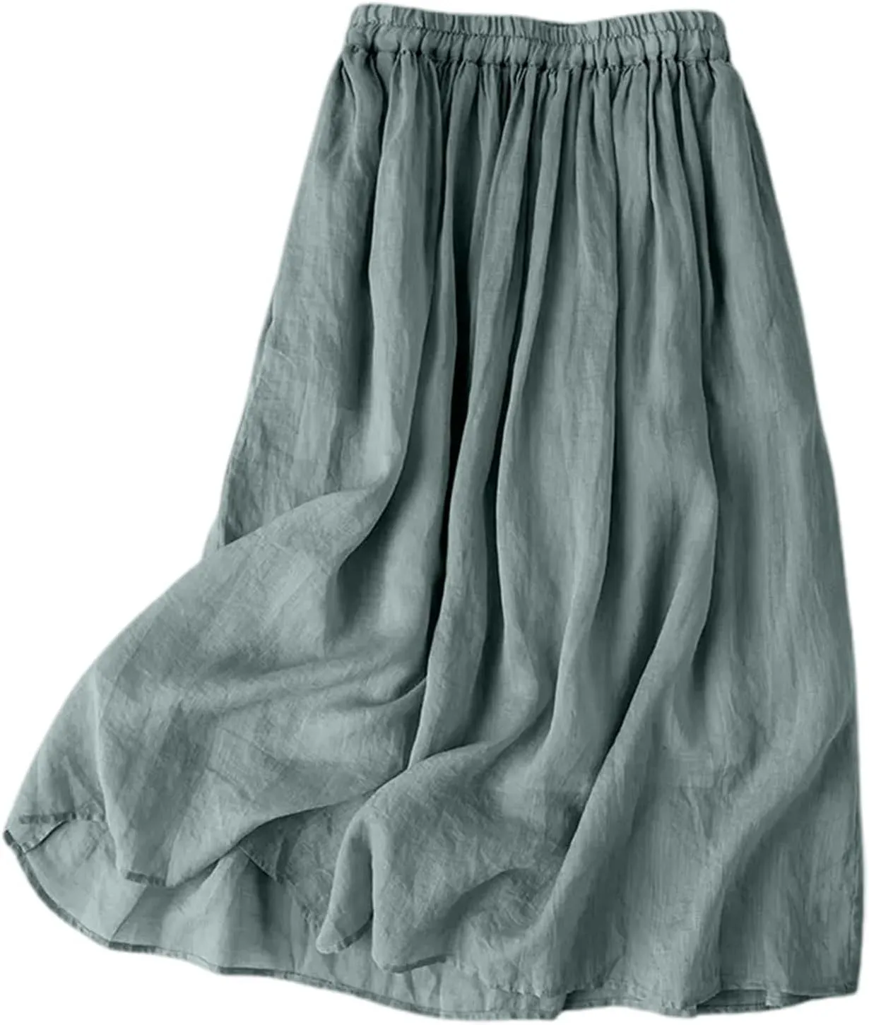 Women Linen Maxi Skirt Elastic Waist Flowy Peasant Long Skirts Renaissance Boho 2025 Summer Vacation A-Line Skirt