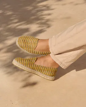 Woven Raffia Stripes Espadrilles - G32C0 - Yucatán Sage And Cocoa On Beige