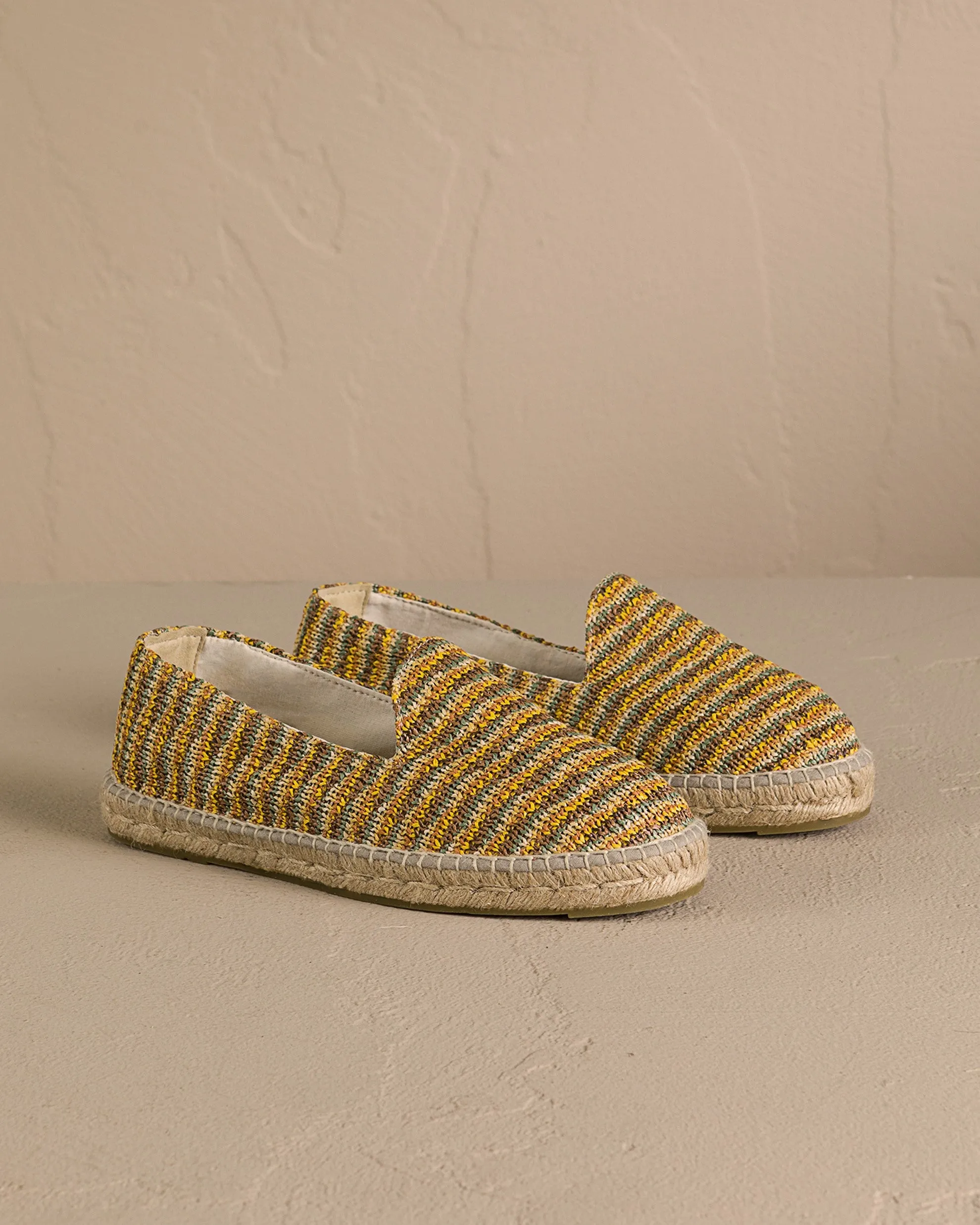 Woven Raffia Stripes Espadrilles - G32C0 - Yucatán Sage And Cocoa On Beige